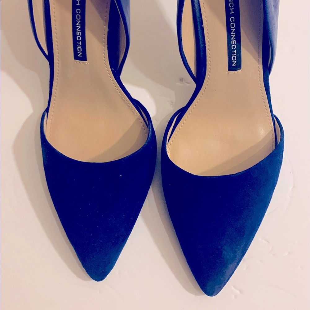 French Connection Blue Suede/Leather Heels